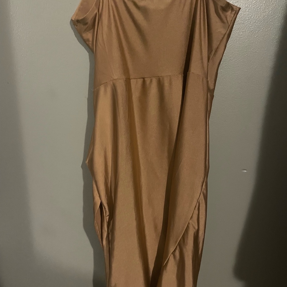 Chic Asymmetrical Tan Dress